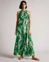 ISMEY-Trousers-ISMEY is a force of nature. A flowy jumpsuit with our Painted Leaf print all over, this outfit needs little more than a pair of sandals to create a chic look. Jumpsuit Halterneck Painted Leaf print Wide leg Wrap bodice detail Keyhole neck cut-out Our model is 5'9" / 1.75m and wears a Ted size 1- Ted Baker Romania